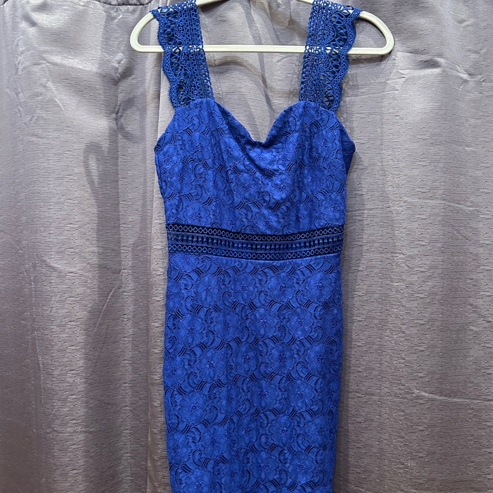 NSR Blue Lace Sweetheart Neckline Cocktail Dress S